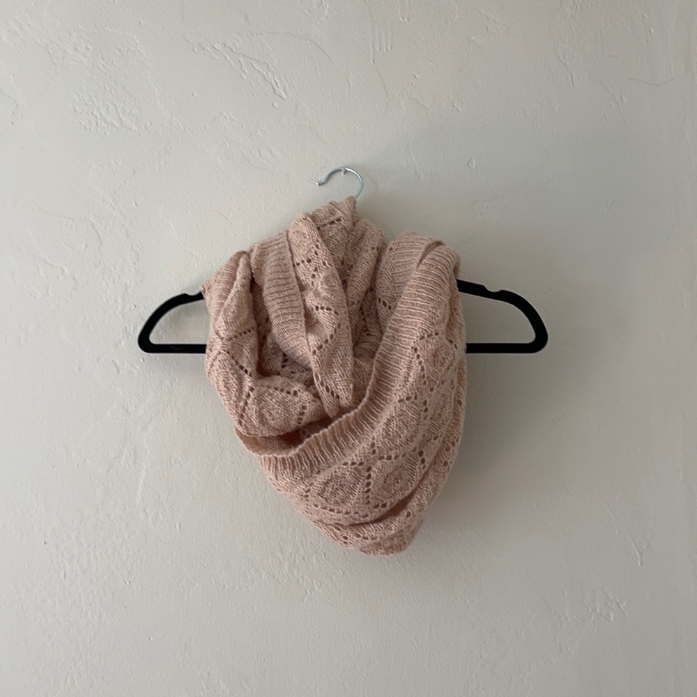 Pink knitted circle scarf